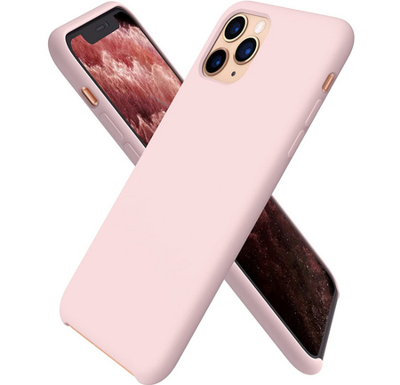 Etui D-Pro Liquid Silicone Case obudowa z mikrofibrą do iPhone 11 Pro Max (Różowy)