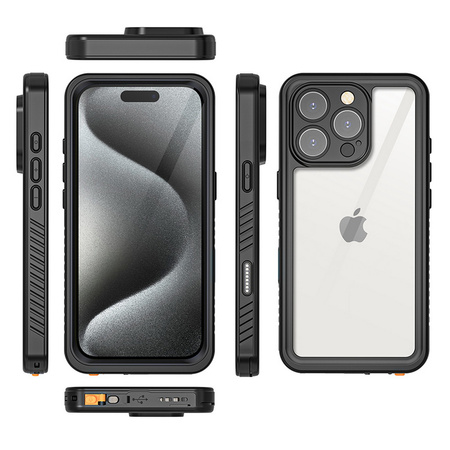 Etui D-Pro 360° Waterproof Case IP68 obudowa wodoodporna wodoszczelna pancerna do iPhone 16 Pro Max (Czarny)