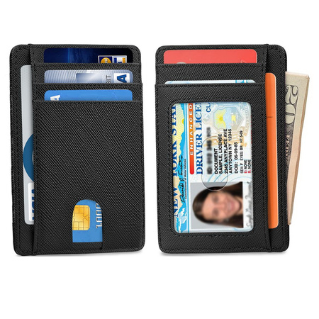 Portfel D-Pro RFID Black Cross Card Wallet płaski cienki etui na karty dokumenty (Czarny)