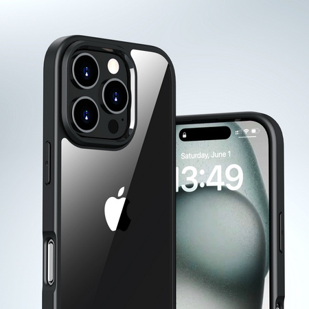 Etui D-Pro Crystal Hybrid obudowa hybrydowa mocna z czarną ramką do iPhone 16 Pro (Przezroczysty/Czarny)