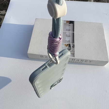 Etui D-Pro 3D Silicone Case Wrist Rope ze smyczą na nadgarstek - iPhone 15 (Czarny)