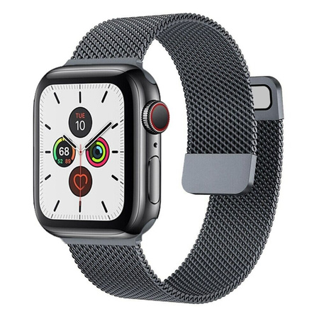 Pasek bransoleta metalowa Milanese do Apple Watch 1/2/3/4/5/6/7/8/9/SE 38/40/41mm (Gunmetal)