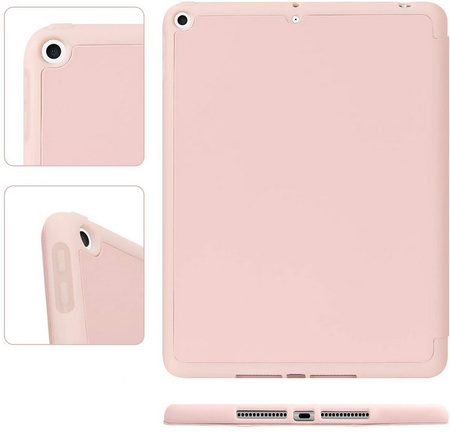 Etui D-Pro Smart Cover Case pokrowiec obudowa z klapką z uchwytem na rysik Apple Pencil / iPad 7/8/9 10.2 / iPad 10.5 / Air 3 (Pink)