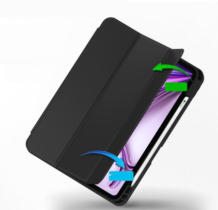 Etui D-Pro Smart Cover Case pokrowiec obudowa z klapką z uchwytem na rysiki  iPad Air 13 M2 6 Gen. 2024 (Czarny)