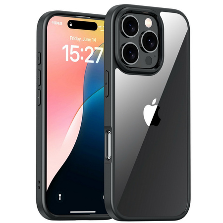 Etui D-Pro Crystal Hybrid obudowa hybrydowa mocna z czarną ramką do iPhone 16 Pro (Przezroczysty/Czarny)