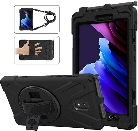 D-Pro 360 Armor Strap Case etui pancerne z uchwytem na rękę i paskiem na ramię do Samsung Galaxy Tab Active 3 (T570/T575/T577) 2020 / Tab Active 5 (X300/X306B) 2024