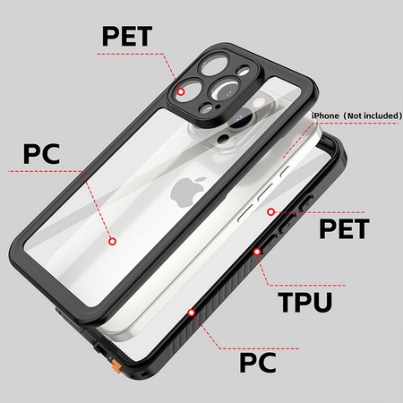 Etui D-Pro 360° Waterproof Case IP68 obudowa wodoodporna wodoszczelna pancerna do iPhone 16 Pro Max (Czarny)