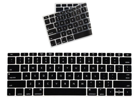 Nakładka osłona silikonowa na klawiaturę laptopa Apple MacBook 12 (A1534)/Pro 13 (A1708) (Layout USA) (Czarna)