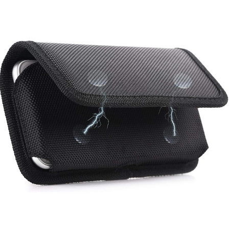 Kabura pozioma D-Pro Holster Oxford Magnetic etui magnetyczne do paska na telefon do 6.9 cala (rozm. XXL) (Czarny)