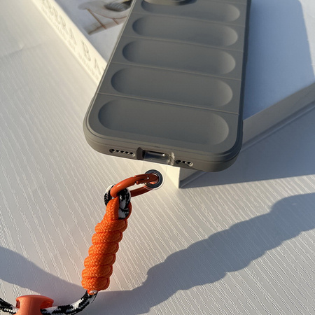 Etui D-Pro 3D Silicone Case Wrist Rope ze smyczą na nadgarstek - iPhone 15 (Czarny)