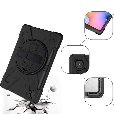 D-Pro 360 Armor Strap Case etui pancerne z uchwytem na rękę i paskiem na ramię do Samsung Galaxy Tab S6 Lite 10.4" P610/P615 2020 P613/P619 2022 SM-P620/SM-P625 2024