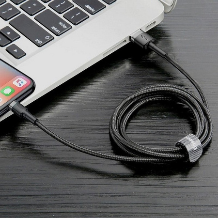 Kabel Baseus Cafule przewód mocny szybki nylonowy oplot USB-A do Lightning QC 3.0 100cm (Czarny)