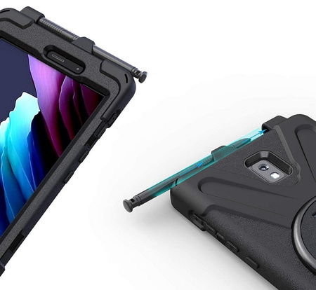 D-Pro 360 Armor Strap Case etui pancerne z uchwytem na rękę i paskiem na ramię do Samsung Galaxy Tab Active 3 (T570/T575/T577) 2020 / Tab Active 5 (X300/X306B) 2024