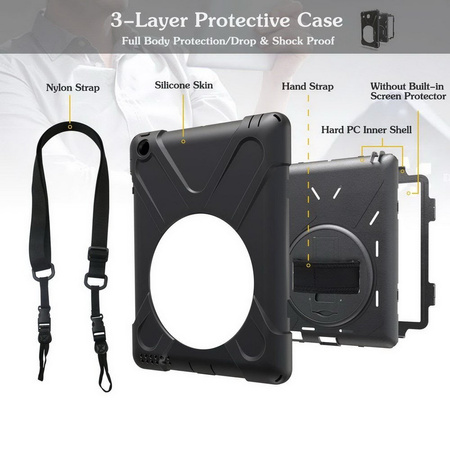 D-Pro 360 Armor Strap Case etui pancerne z uchwytem na rękę i paskiem na ramię iPad Air 2