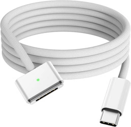 Kabel przewód zasilający magnetyczny 140W USB-C MagSafe3  do ładowania Apple MacBook Pro 14/16 Air 13/15 M2 M3 M4 200cm 2m (HQ) (Biały)