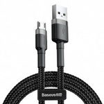 Kabel Baseus Cafule przewód mocny szybki nylonowy oplot Micro USB 2.4A 100cm (Czarny+Szary)