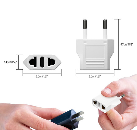 Adapter sieciowy gniazdka przejściówka przejście gniazdo USA Kanada na wtyk EU PL Polska (Biały)