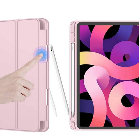 Etui D-Pro Smart Cover Case pokrowiec obudowa z klapką z uchwytem na rysik Apple Pencil / iPad Pro 11 2018 / Air 4 10.9" 2020 / Air 5 10.9" 2022 / Air 6 11" 2024 (Różowe)