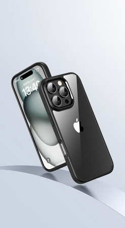 Etui D-Pro Crystal Hybrid obudowa hybrydowa mocna z czarną ramką do iPhone 16 Pro (Przezroczysty/Czarny)