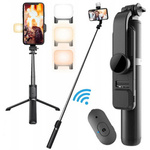 Selfie stick kijek do zdjęć LED 104cm do telefonu + tripod statyw + pilot bluetooth