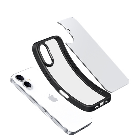 Etui D-Pro Crystal Hybrid obudowa hybrydowa mocna z czarną ramką do iPhone 16 (Przezroczysty/Czarny)