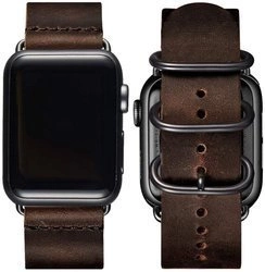 D-Pro Vintage Retro Leather Strap skórzany pasek do Apple Watch 1/2/3/4/5/6/7/8/9/10/SE/Ultra 38/40/41/42mm (Dark Brown)