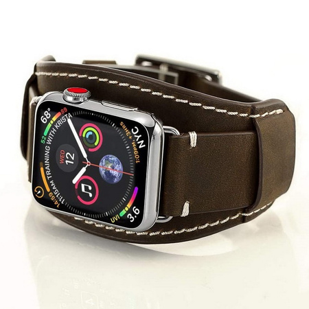 Pasek skórzany szeroki Dundee Band vintage do Apple Watch 1/2/3/4/5/6/7/8/9/SE/ Ultra 1/2 42/44/45/49mm (Brązowy)