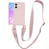 Etui D-Pro Crossbody XL obudowa pasek smycz zawieszka na ramię szyję iPhone 16 Plus (Różowy)