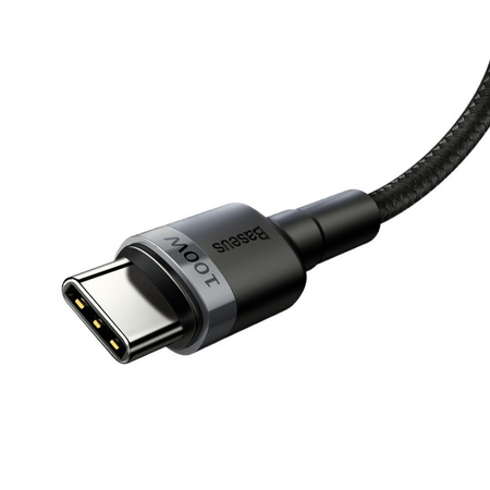 Kabel Baseus Cafule przewód mocny szybki nylonowy oplot 2x USB-C Type-C 100W PD QC 3.0 200cm (Czarny)