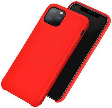 Etui D-Pro Liquid Silicone Case obudowa z mikrofibrą do iPhone 11 Pro Max (Czerwony)