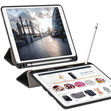 Etui D-Pro Smart Cover Folio Case pokrowiec obudowa z uchwytem na rysik Apple Pencil na tablet iPad Pro 12.9" 1/2 Gen. (2015/2017) A1584 A1652 A1670 A1671 (Czarny)