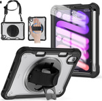 D-Pro 360 Shock V2 Strap Case etui pancerne z uchwytem na rękę i paskiem na ramię do Apple iPad mini 6/7 (Czarny)