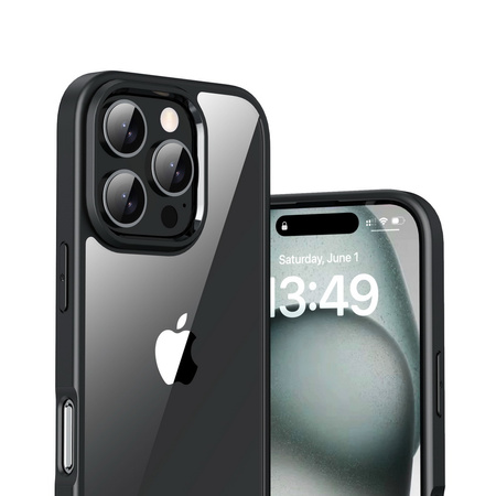 Etui D-Pro Crystal Hybrid obudowa hybrydowa mocna z czarną ramką do iPhone 16 Pro Max (Przezroczysty/Czarny)