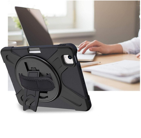 D-Pro 360 Armor Strap Case etui pancerne z uchwytem na rękę i paskiem na ramię do Apple iPad Air 4 10.9" / Air 5 10.9" / Air 6 M2 11" (2024) / Air 7 M3 11" (2025) / iPad Pro 11 (2018/2020/2021/2022) (Czarny)