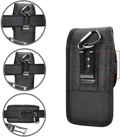 Kabura pionowa D-Pro Holster Oxford etui do paska na telefon do 7.2 Cala (rozm. XXL) (Czarny)