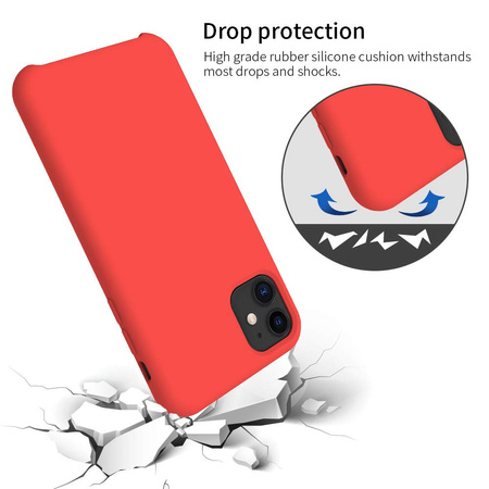 Etui D-Pro Liquid Silicone Case obudowa z mikrofibrą do iPhone 11 Pro Max (Czerwony)