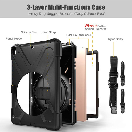 D-Pro 360 Armor Strap Case etui pancerne z uchwytem na rękę i paskiem na ramię iPad Air 3 / Pro 10.5" 