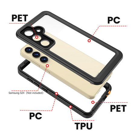 Etui D-Pro 360° Waterproof Case IP68 obudowa wodoodporna wodoszczelna pancerna do Samsung Galaxy S24 Plus (Black)