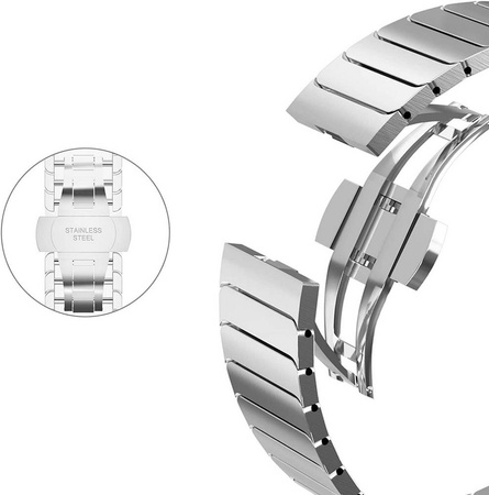 Pasek bransoleta stalowa Steel Link do Apple Watch 1/2/3/4/5/6/7/8/9/SE/Ultra 42/44/45/49mm (Srebrny)