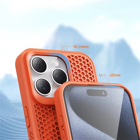 Etui Air Mesh Case obudowa magnetyczna hybrudowa do MagSafe iPhone 15 Pro (Pomarańczowy)