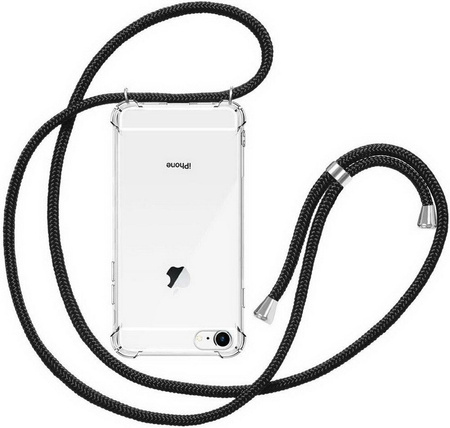 Etui D-Pro Crossbody TPU na sznurku z paskiem na ramię do iPhone 7/8  Plus (5.5) (Czarny)