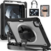 D-Pro 360 Shock V2 Strap Case etui pancerne z uchwytem na rękę i paskiem na ramię do Apple iPad Air 4 10.9" / Air 5 10.9" / Air 6 M2 11" (2024) / Air 7 M3 11" (2025) / iPad Pro 11 (2018/2020/2021/2022) (Czarny)