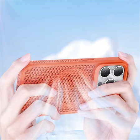 Etui Air Mesh Case obudowa magnetyczna hybrudowa do MagSafe iPhone 15 Pro (Pomarańczowy)