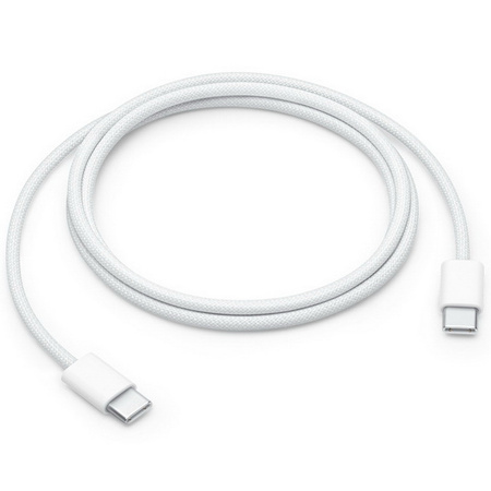 Kabel przewód USB-C do USB-C Type-C do szybkiego ładowania PD 60W nylonowy oplot do Apple iPad mini/Air/Pro iPhone 15/16/Pro/Plus/Max 100cm 1m  (Biały)