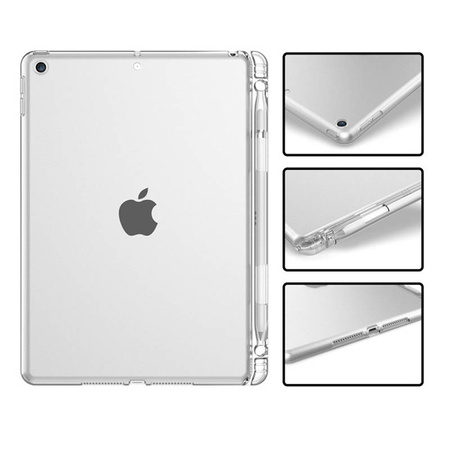 Etui D-Pro TPU silikonowe z uchwytem na rysik Apple Pencil iPad 7/8/9 10.2" 2019 2020 2021 (Przezroczyste)