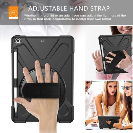 Etui D-Pro 360 Armor Strap Case obudowa pancerna z uchwytem na rękę i paskiem na ramię do Apple iPad Mini 4/5 (2015/2019) (Czarny)