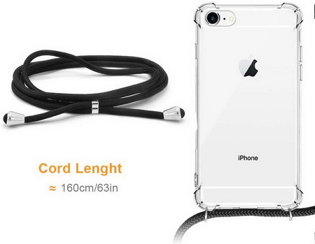 Etui D-Pro Crossbody TPU na sznurku z paskiem na ramię do iPhone 7/8  Plus (5.5) (Czarny)