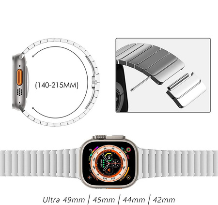 Pasek bransoleta stalowa Steel Link do Apple Watch 1/2/3/4/5/6/7/8/9/SE/Ultra 42/44/45/49mm (Srebrny)