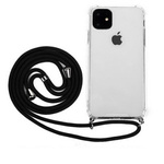 Etui D-Pro Crossbody TPU na sznurku z paskiem na ramię do iPhone 11 (przezroczyste + czarny)