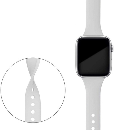 Pasek D-Pro Silicone Slim Band Pasek Apple Watch 1/2/3/4/5/6/7/8/9/SE/Ultra 42/44/45/49mm (Biały)